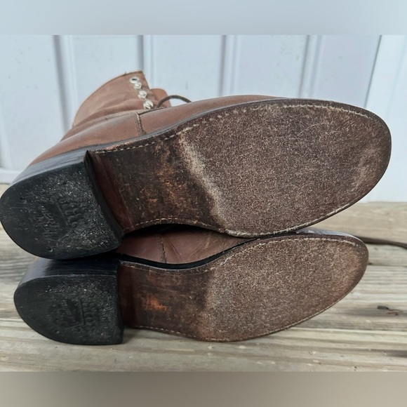 Tony Lama 7661 Brown Leather Women’s Lace-Up Roper Boots Size 6B Western Boho - Picture 8 of 10